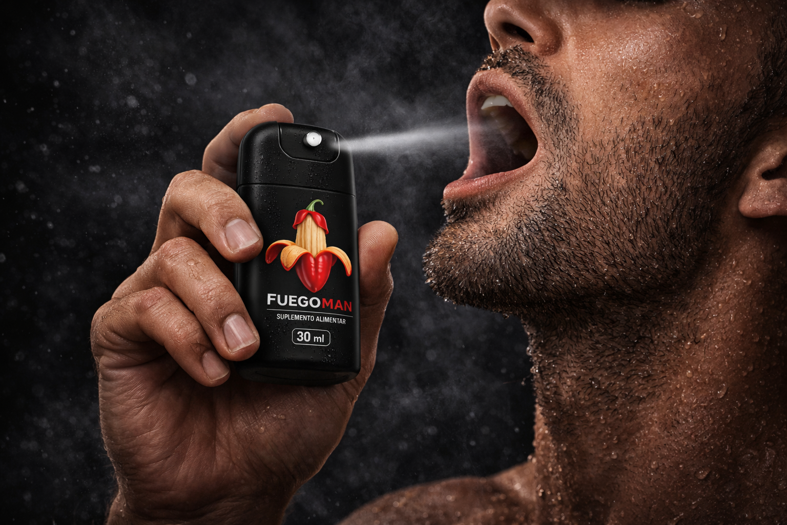 Homem aplicando spray FUEGOMAN