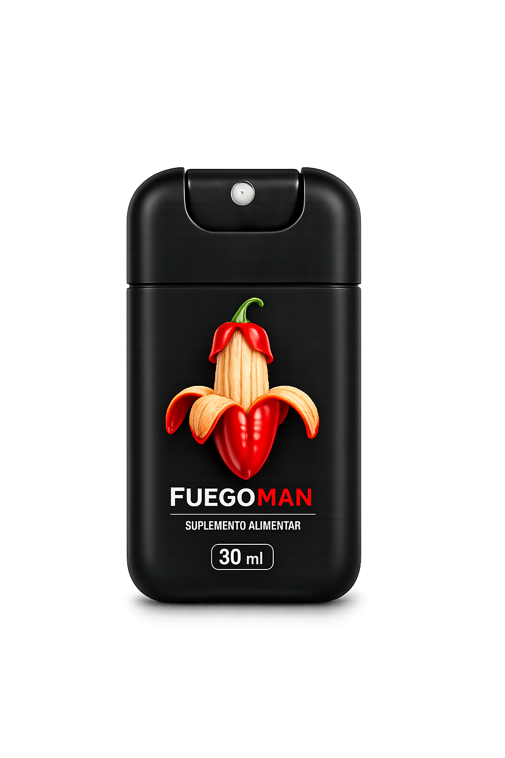 FUEGOMAN spray masculino com pimenta malagueta vermelha descascada como banana